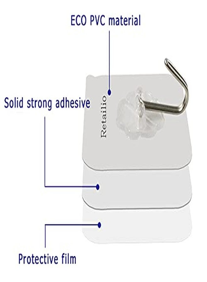 Retailio مجموعة ريتيليو من 6 خطافات جدارية ذاتية اللصق، خطافات لاصقة شديدة التحمل لتعليق أوزان تصل إلى 10 كجم (كحد أقصى)، علاقات جدارية لتعليق مستلزمات المطبخ والحمام وغرفة النوم (6 قطع)، بلاستيك، متعدد الألوان - Image 5